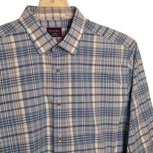 UNTUCKit Men's Large Maceratino Blue Plaid Long Sleeve‎ Button Down Shirt